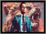 Film, Grafika, Mężczyzna, Wilk, Aktor, Leonardo DiCaprio, Wilk z Wall Street Film